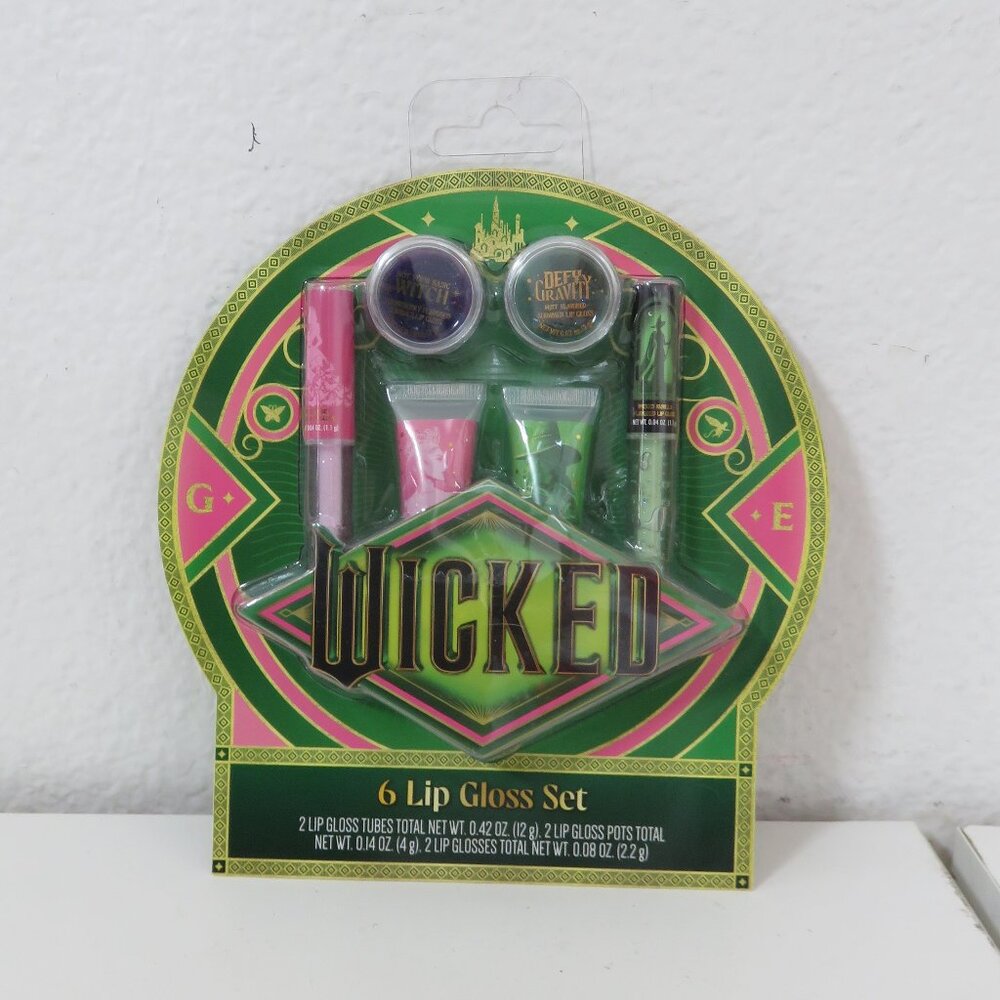 (#122) Wicked Pink and Green Beauty Holiday Gift Lip Gloss Set 6 pack